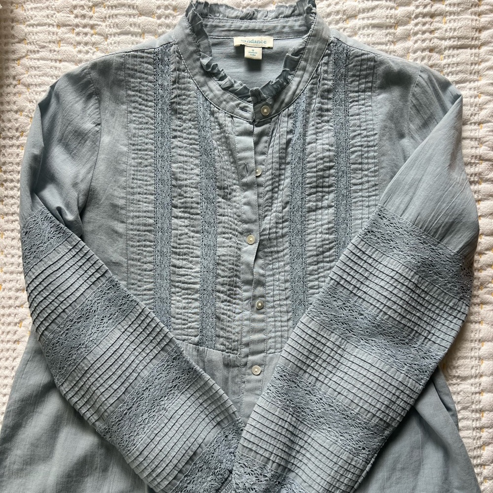 Light blue lace detailed blouse size S